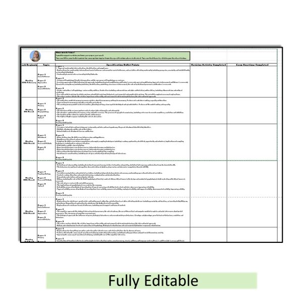Exam Revision Planner 2024 Psychology with Rhi
